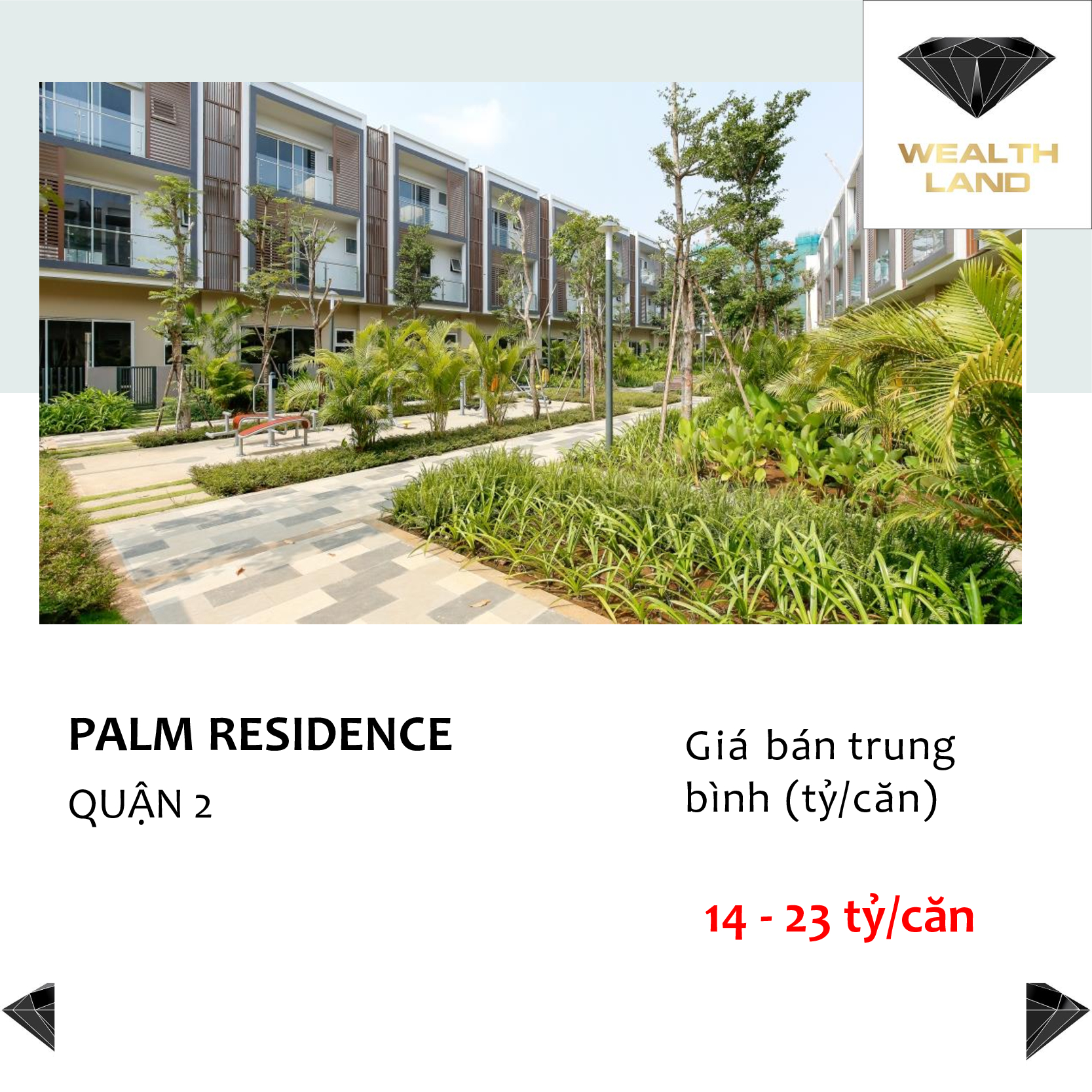 Giá bán biệt thự nhà phố Palm Residence quận 2, HCM