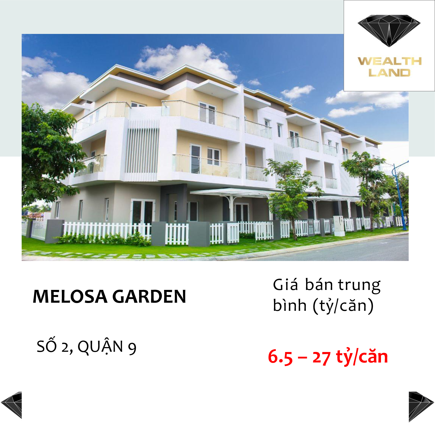 Giá bán biệt thự nhà phố Melosa Garden quận 9, HCM