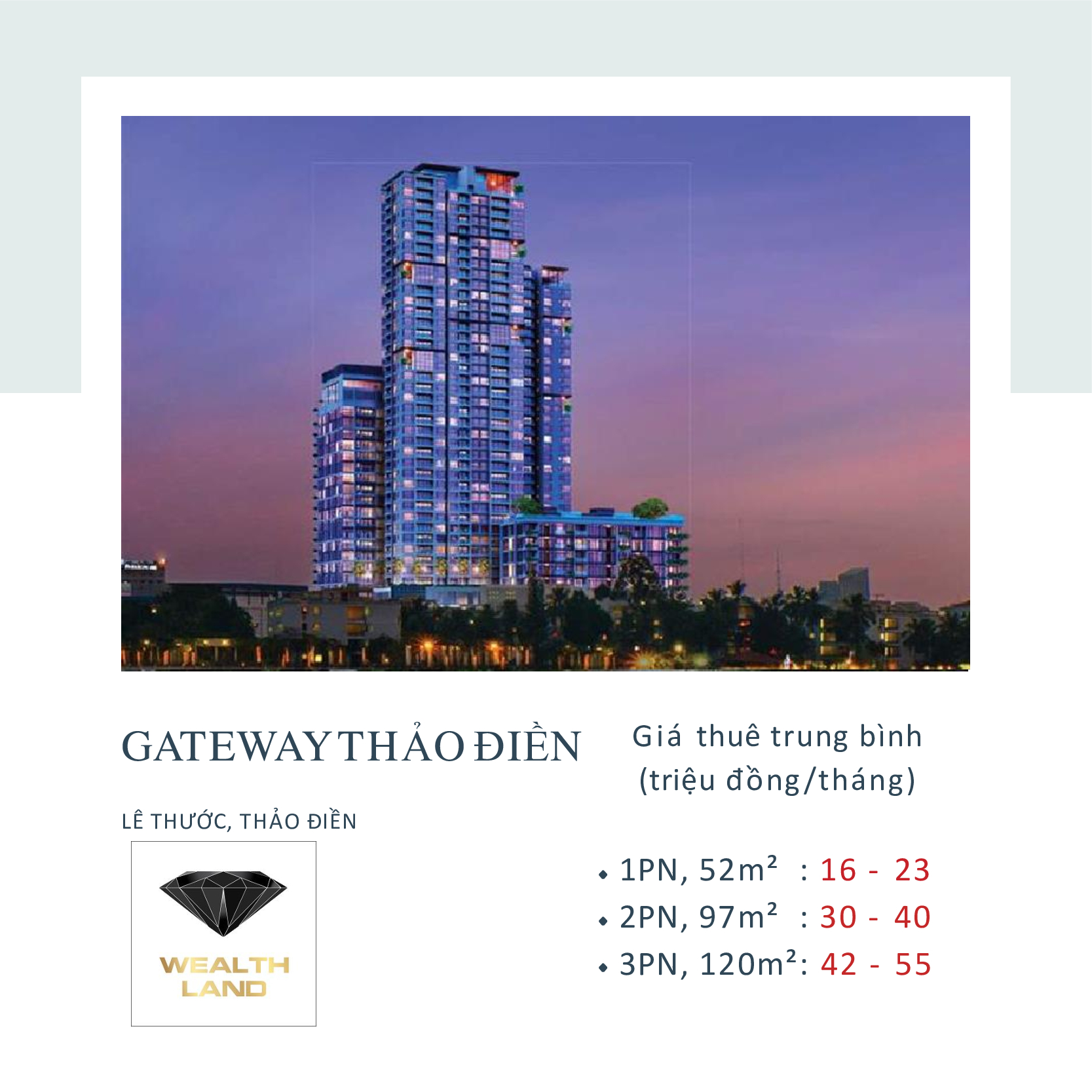 Giá thuê chung cư quận 2, Gateway Thảo Điền