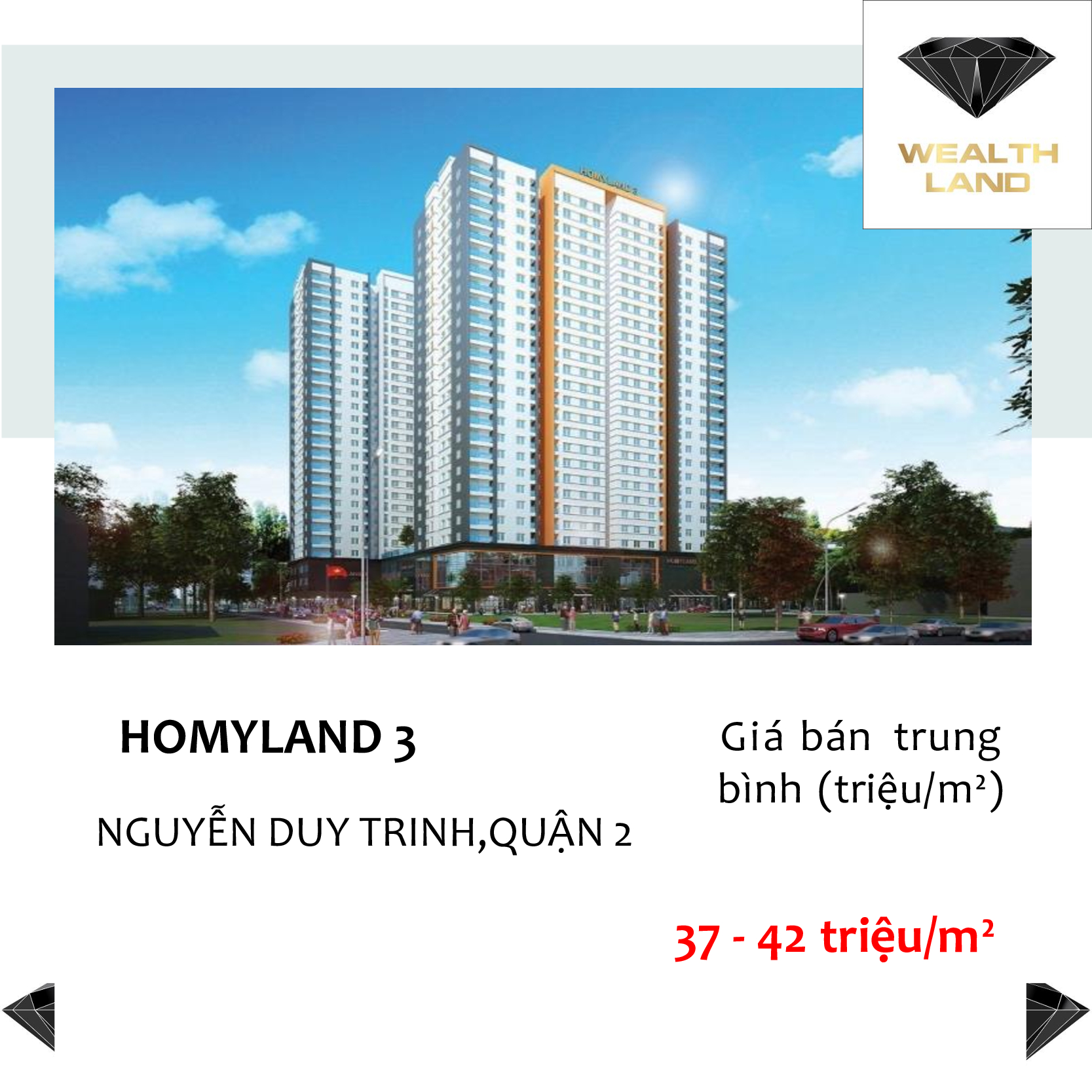 Giá mua bán căn hộ chung cư Homyland 3 Nguyến Duy Trinh